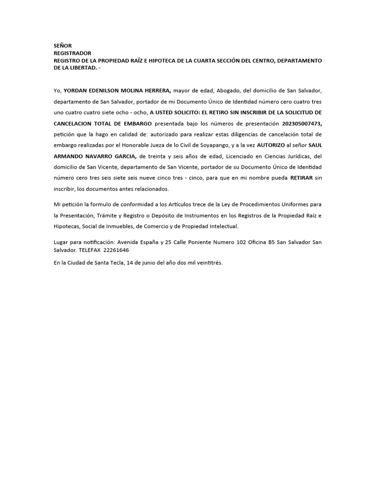 Formato de retiro sin inscribir en el cnr el salvador pdf