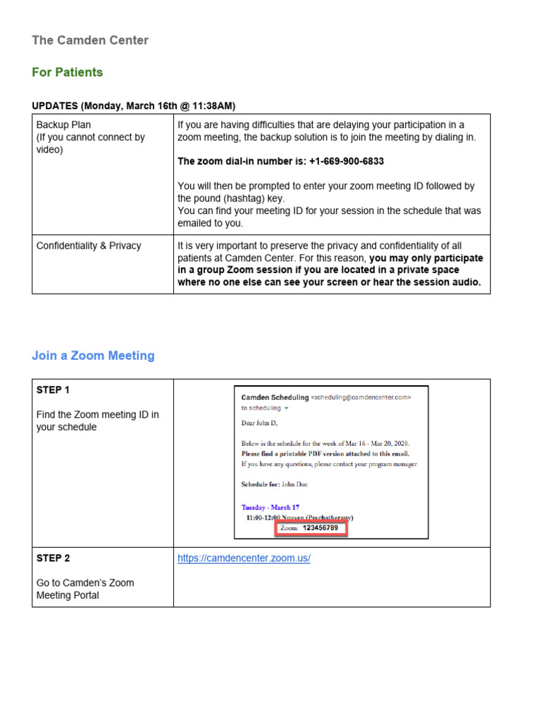 Camden Center Zoom Meeting Guide | PDF | Mobile Telecommunications User ...