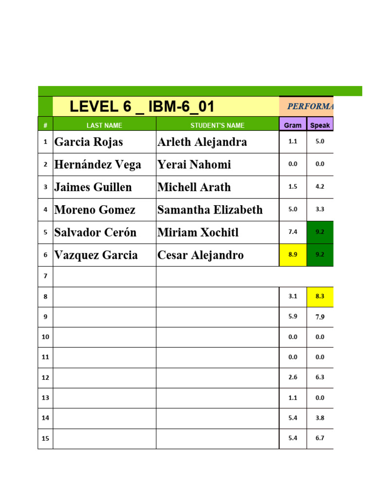 Level 6 Student Performance Report | PDF