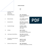 Program Flow - District Colloquium