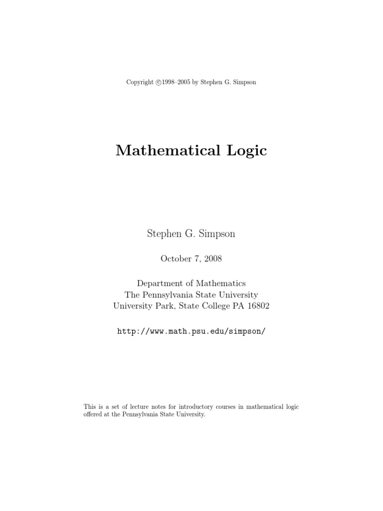 Mathematical Logic | PDF | First Order Logic | Reasoning