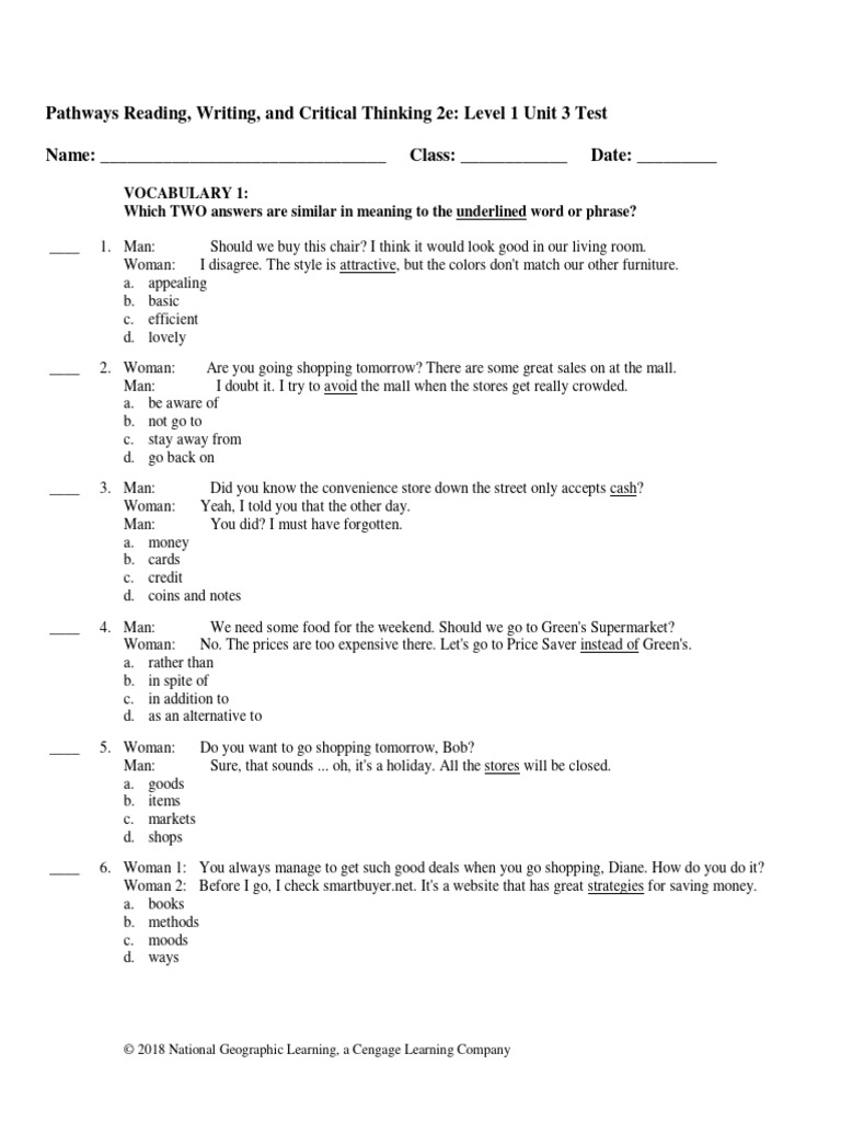 Pathways Rw1 2e U3 Test Pdf Online Shopping Supermarket