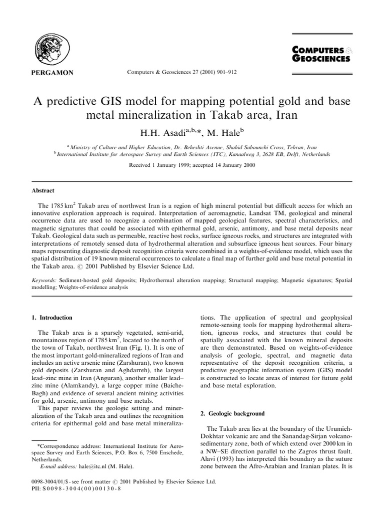 Asadi2001 - A Predictive GIS Model For Mapping Potential Gold and Base ...