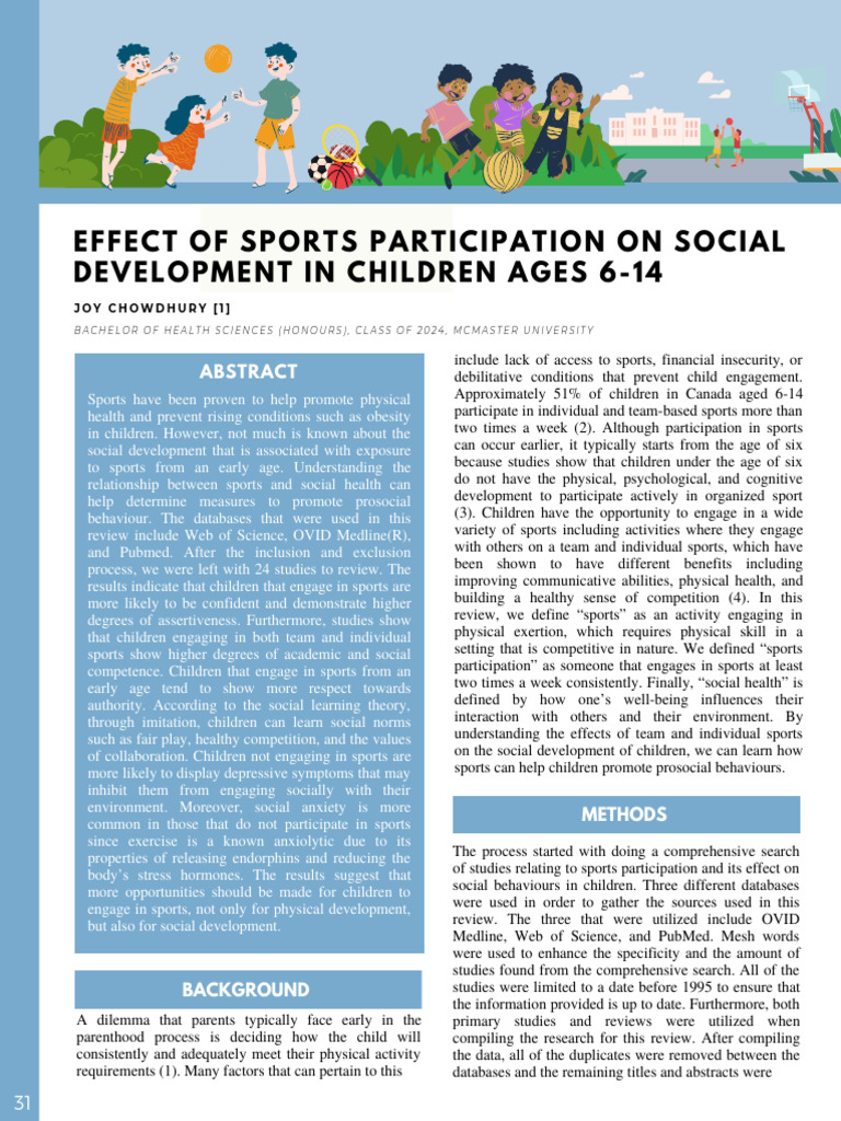 Effect of Sports Participation On Social Development in Children Ages 6 ...