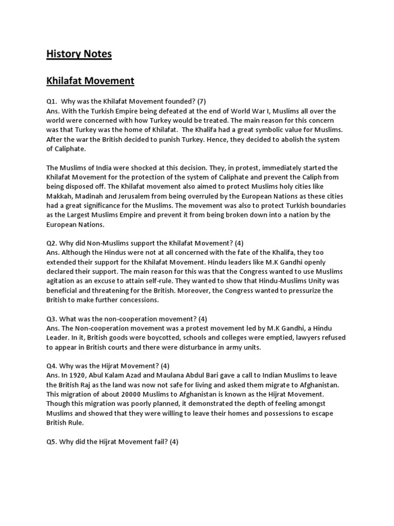 The Khilafat Movement PDF Independence Movements Caliphate
