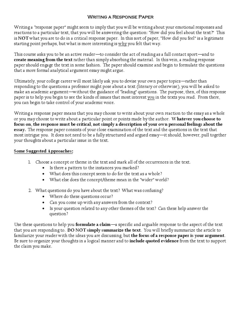 College Response Paper Guide | PDF | Essays | Epistemology