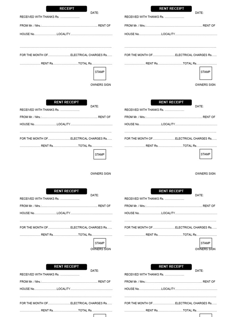 Rent Receipt Template Document | PDF