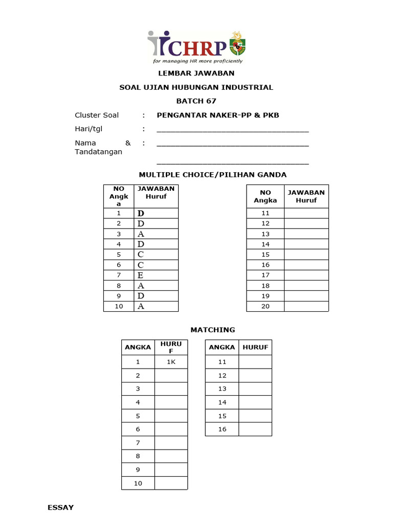 Ujian Hubungan Industrial Batch 67 | PDF