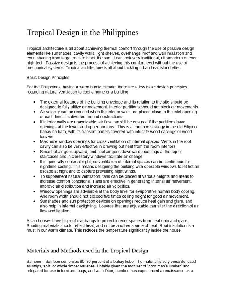 Tropical Design Principles in the Philippines | PDF