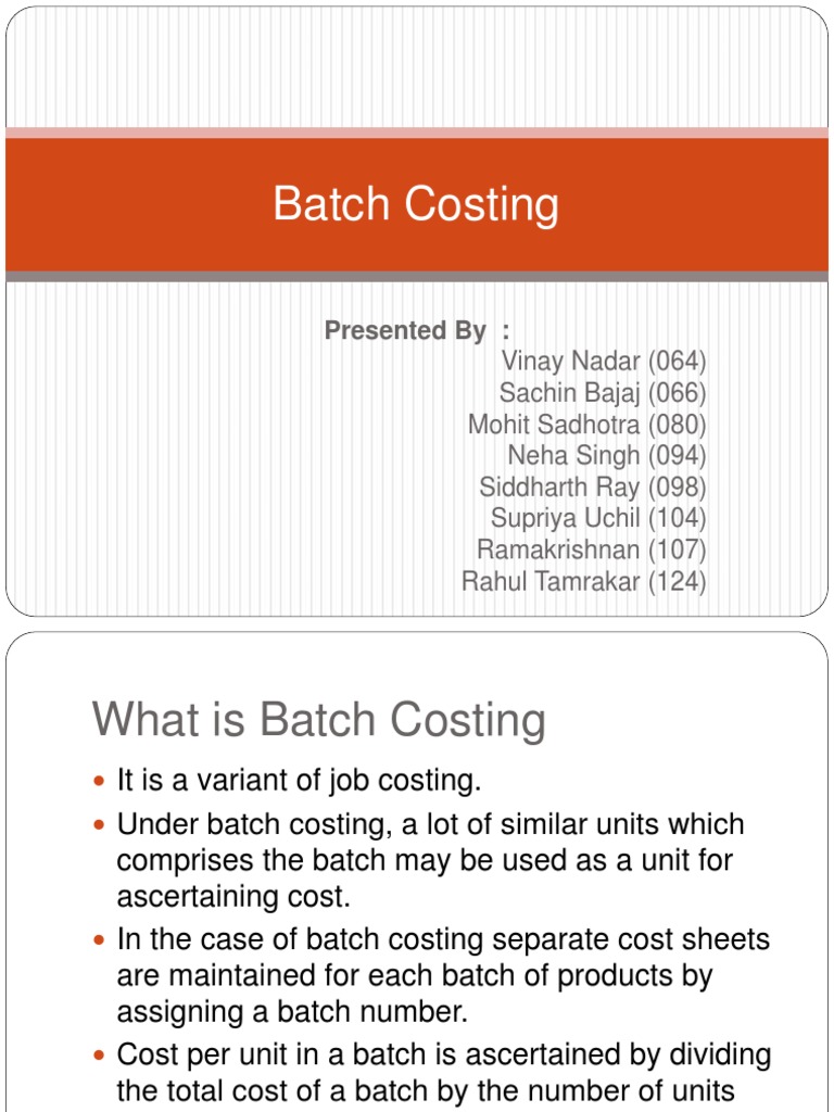 Batch Costing PDF Business Economies