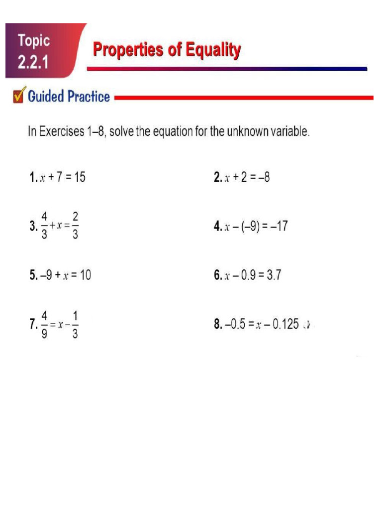Addition property of equality PDF