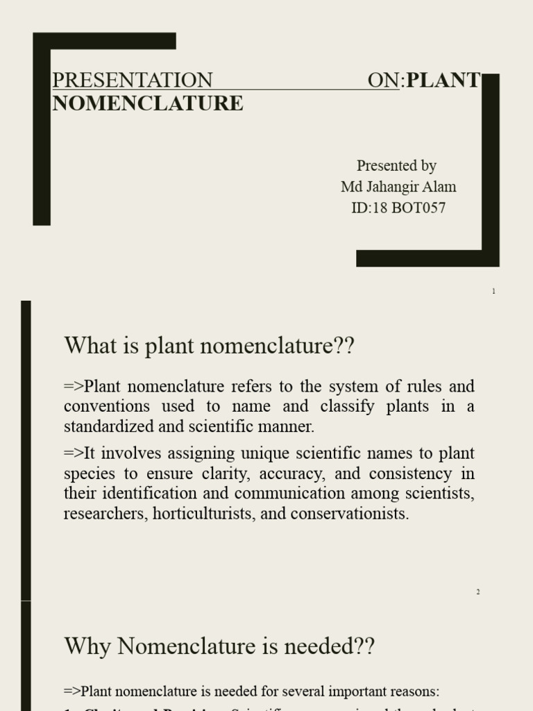 Plant Nomenclature | PDF | Species | Taxonomy (Biology)