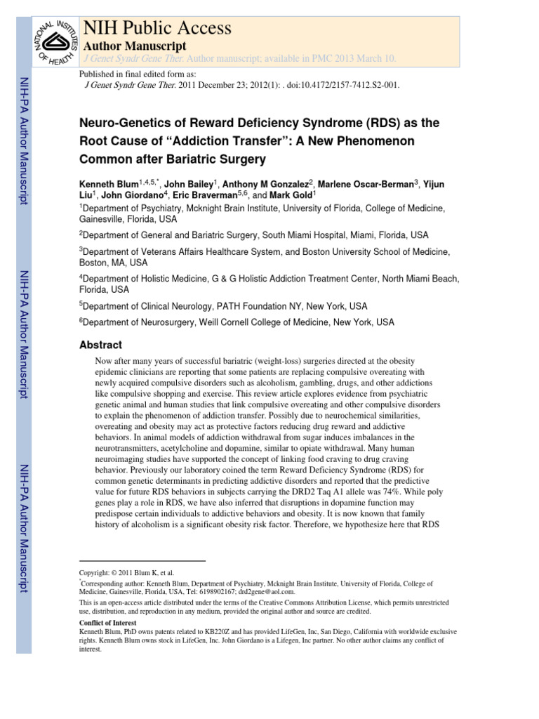 Mod8 Reward Deficiency Syndrome As Root Cause Addiction