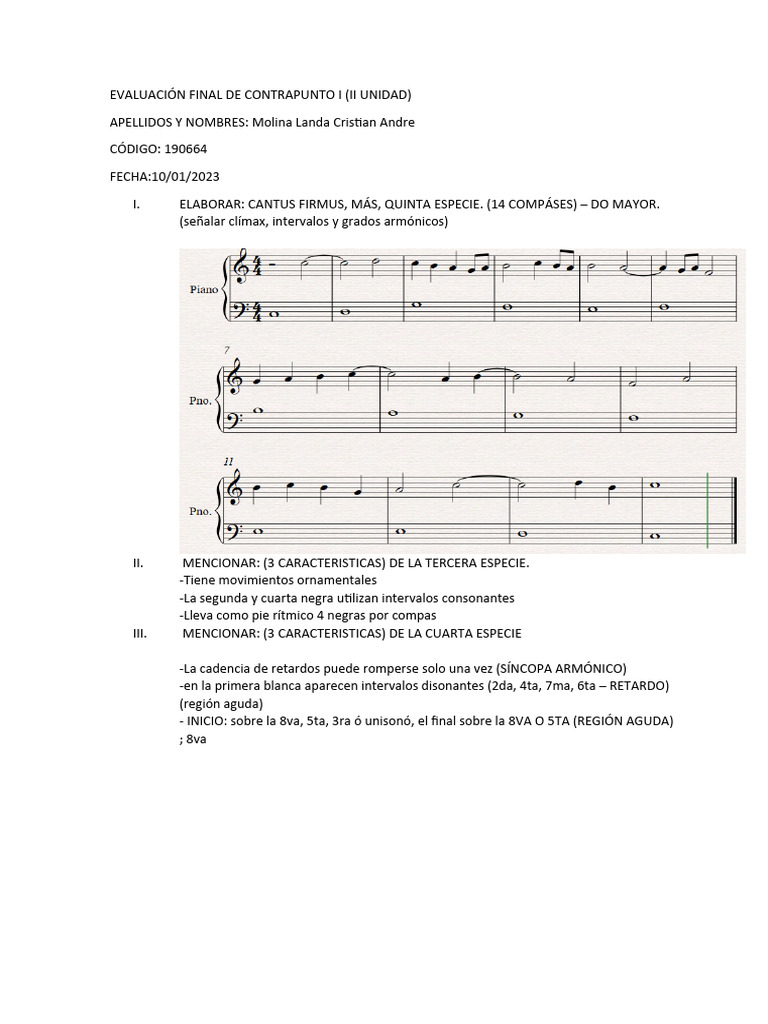 Evaluación Final De Contrapunto I Pdf