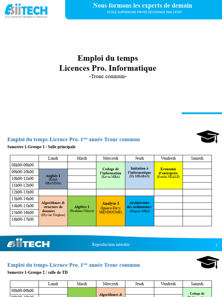 Emploi du Temps Licence Informatique | PDF | Ingénierie des systèmes ...
