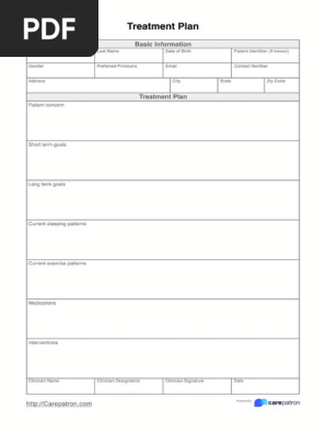 Counselling Treatment Plan