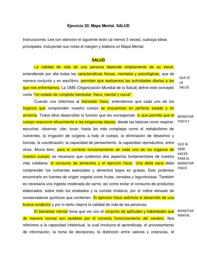 Mapa Mental de Salud Integral | PDF | Mente | Las emociones