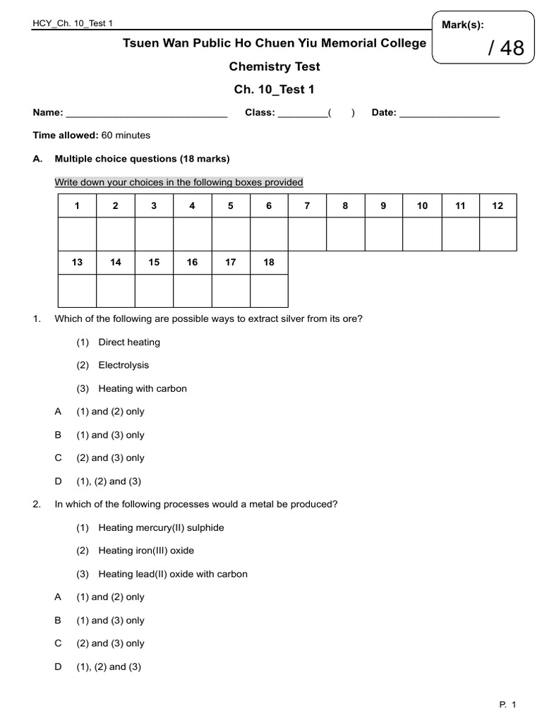 Ch 10 Test 1 Pdf Iron Oxide