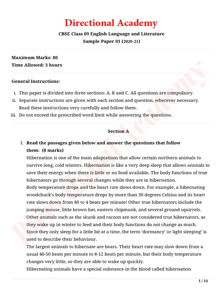 2021 English Solved Sample Paper Set 1 | PDF | Indian Black Money ...