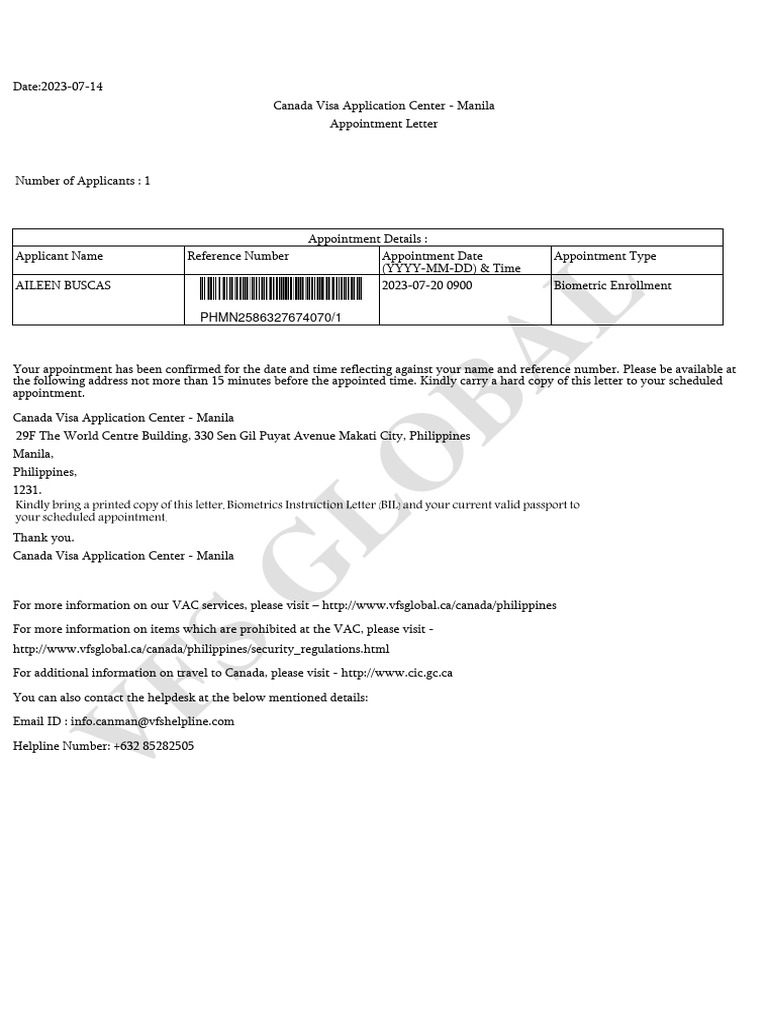 vfs-appt-letter-pdf