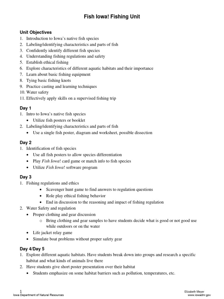 Iowa Fishing Education Unit Guide | PDF | Fishing Tackle | Fish