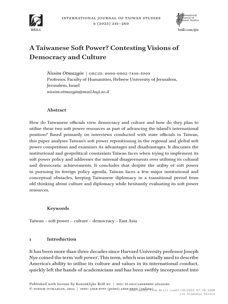 Taiwan's Soft Power Dynamics | PDF | Soft Power | Taiwan
