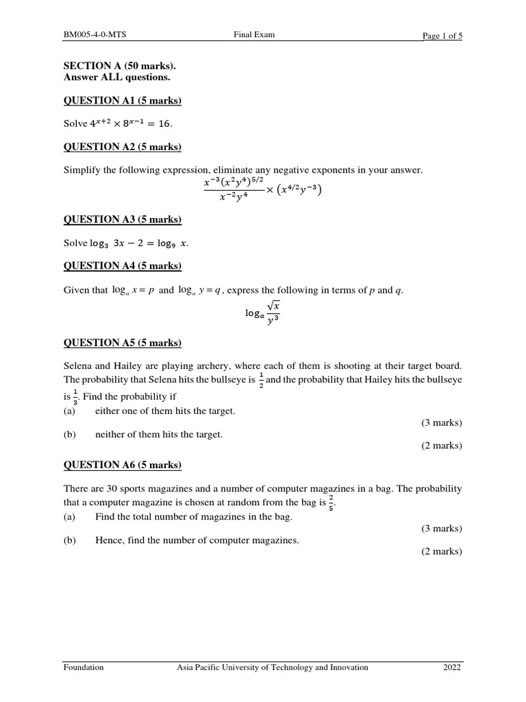 Foundation Exam: Probability & Statistics | PDF