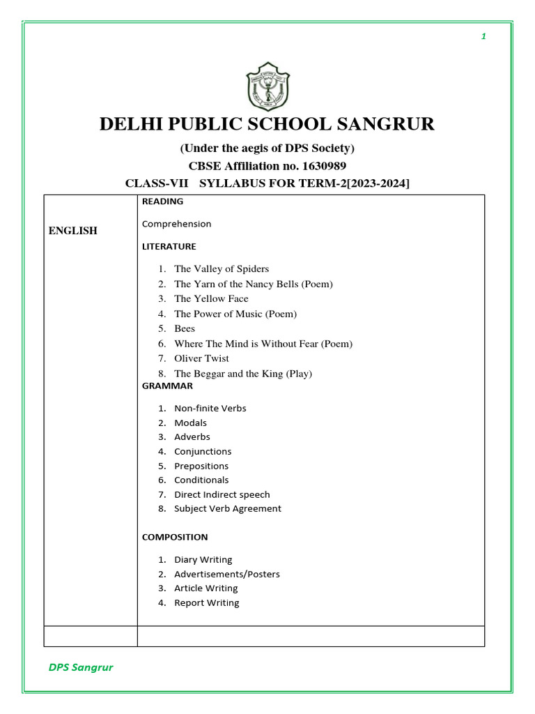 Class 7 Term 2 Syllabus 2023-24 | PDF
