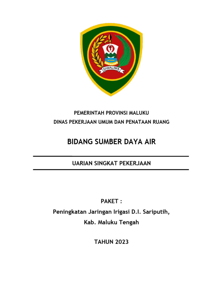 Uraian Singat Pekerjaan IRIGASI SARIPUTIH | PDF