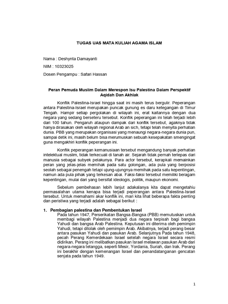 Peran Pemuda Muslim Dalam Merespon Isu Palestina Dalam Perspektif ...