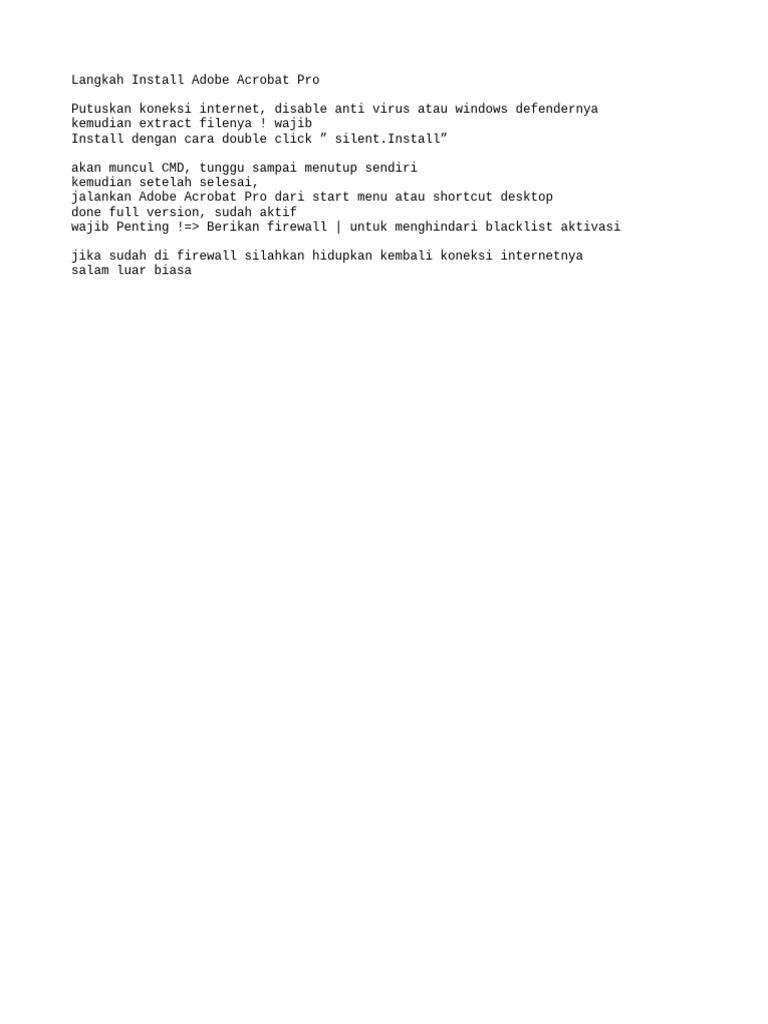 Langkah install adobe acrobat pro pdf