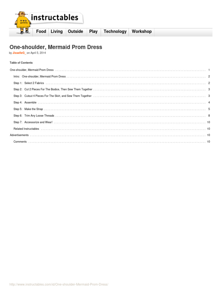 One Shoulder Mermaid Prom Dress | PDF | Dress | Skirt
