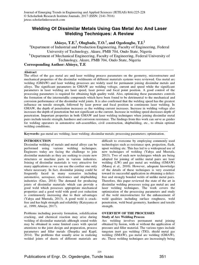 39 - Welding of Dissimilar Metals Using New Gas Metal Arc Welding ...