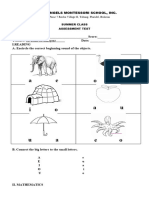 Assessment Test For Summer Class 13