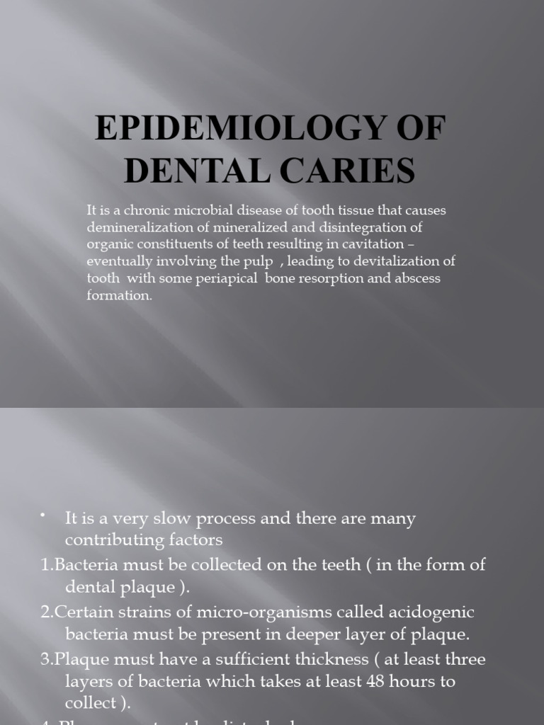 Epidemiology of Dental Caries PDF Human Tooth Health Care