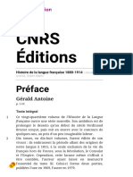 Histoire de La Langue Française 1880-1914 - Préface - CNRS Éditions