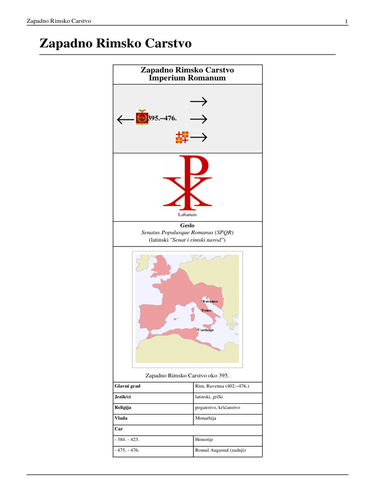 Zapadno Rimsko Carstvo | PDF