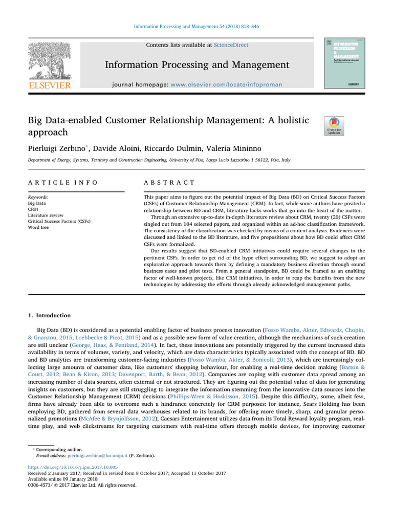 Big Data-Enabled Customer Relationship Management | PDF