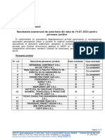 Rezultate Examen Autorizare 19.07.2023