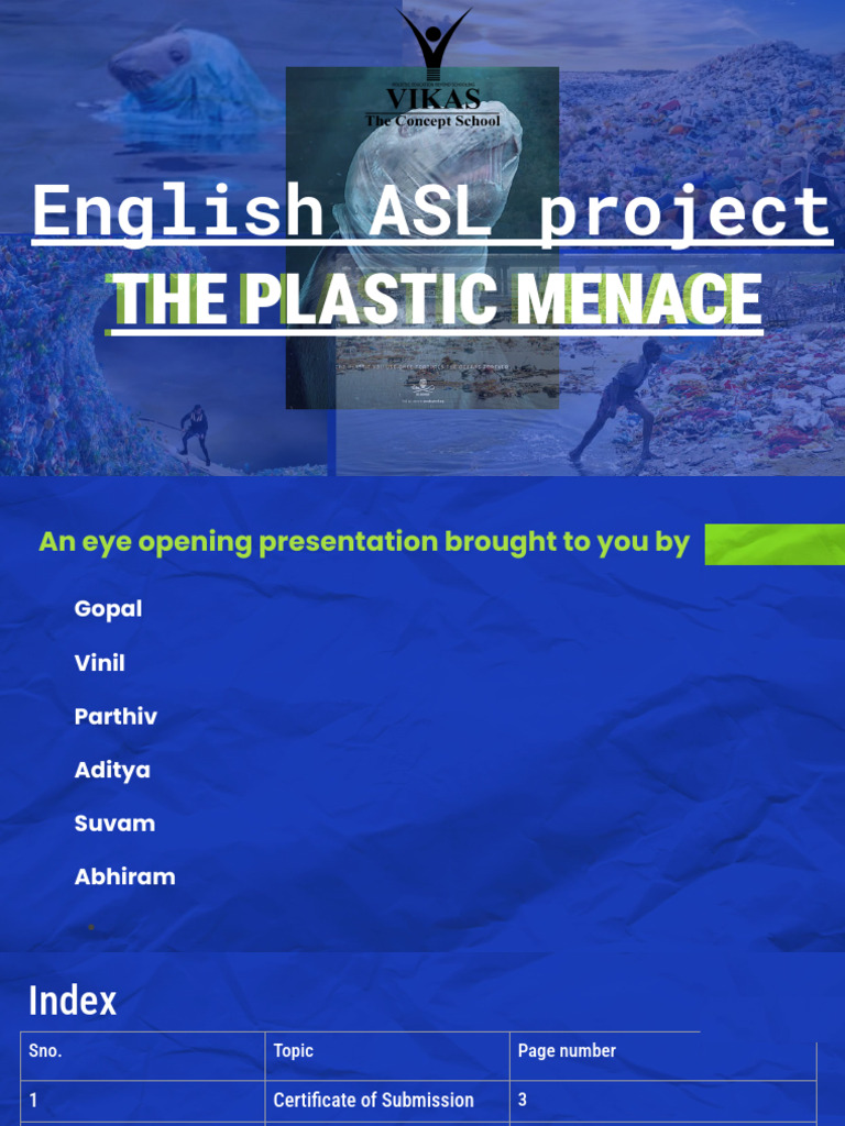 Plastic Menace: Class 12 ASL Project | PDF | Plastic | Reuse