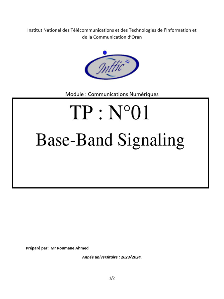 TP 01 BaseBand Signalling | PDF | Data Transmission | Computer Data