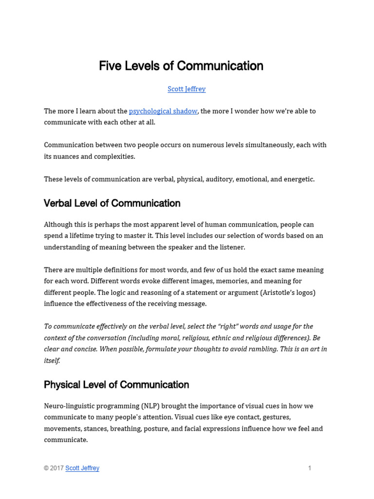 Breaking Down Levels Of Communication