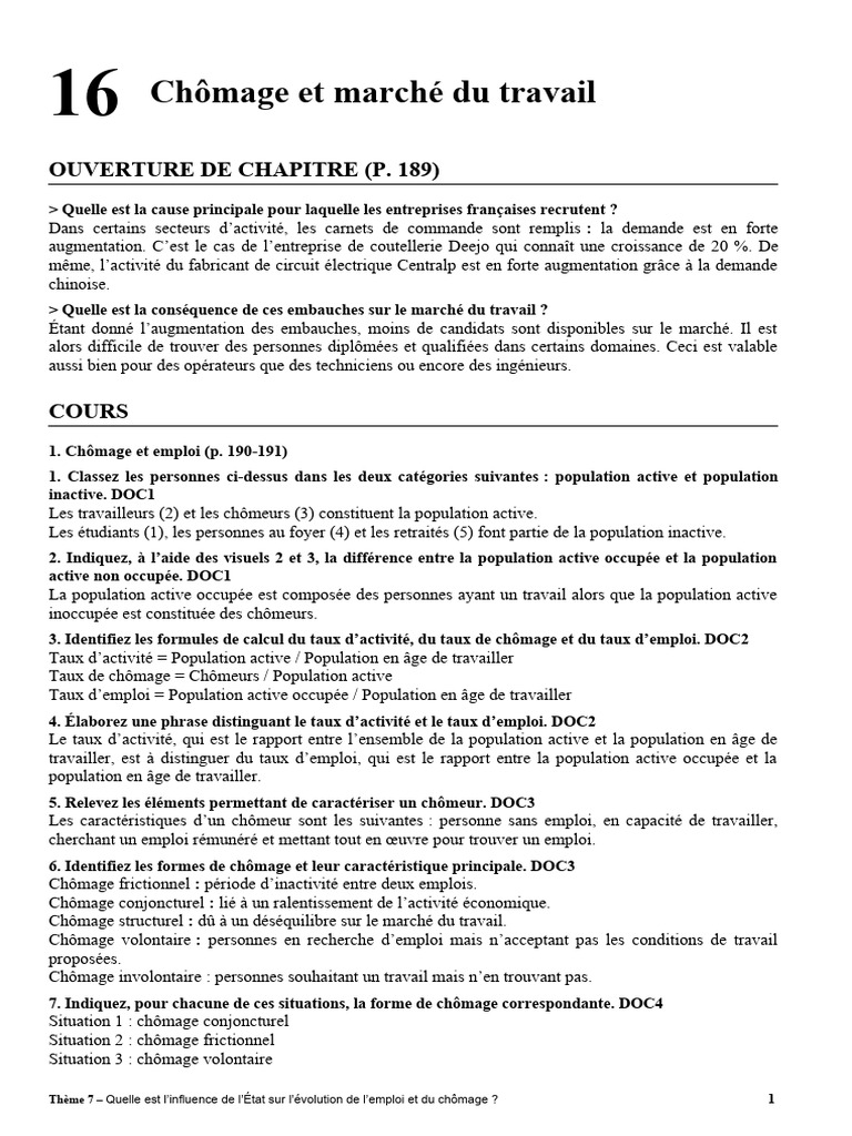 Chômage et dynamique du marché du travail | PDF | Chômage | Salaires
