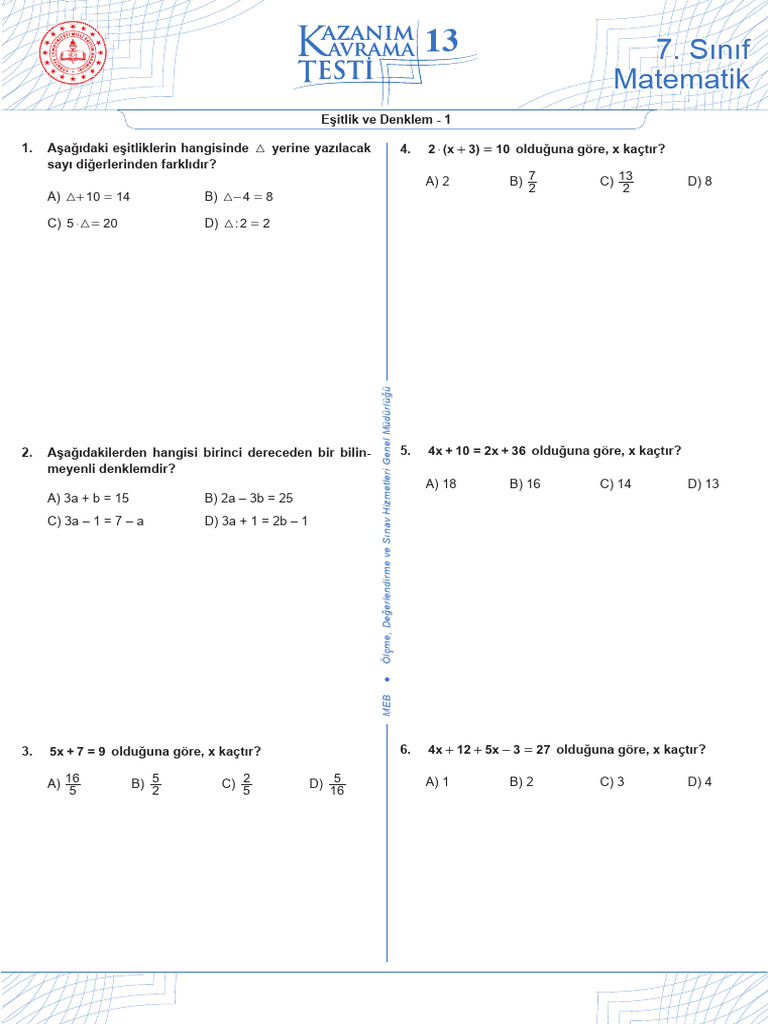 Sınıf 7. Sınıf Matematik Matematik: A) 10 14 3+ B) 4 8 3 - C) 5 20 3 ...