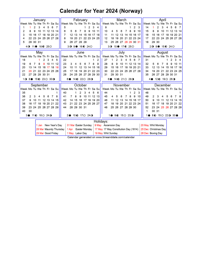 Year 2024 Calendar Norway Download Free Pdf Easter Observances