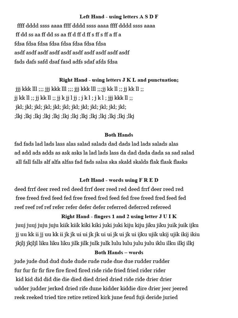 Typing Exercise | PDF