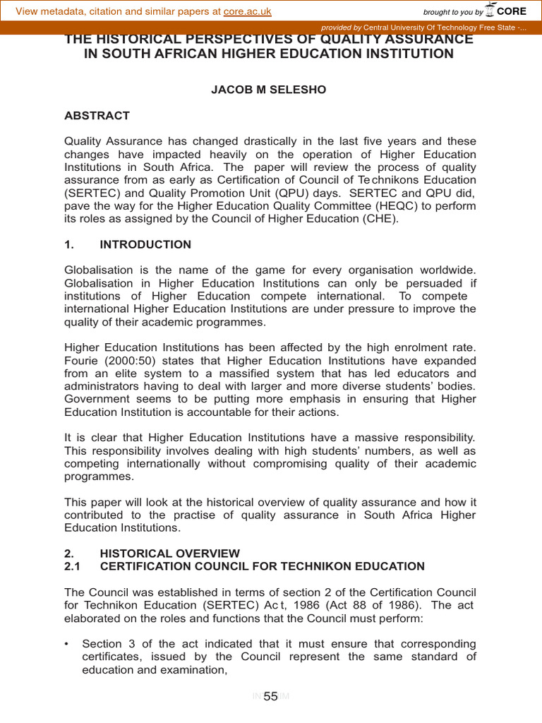 Quality Assurance in South African Higher Education | PDF ...