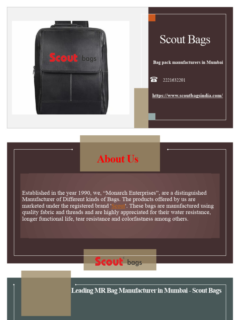 Leading MR Bag Manufacturer in Mumbai - Scout Bags. | PDF
