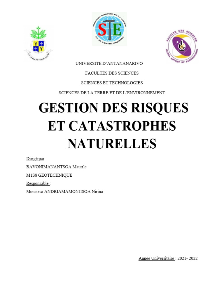 Gestion des risques et alertes précoces | PDF | Risque | Catastrophes ...