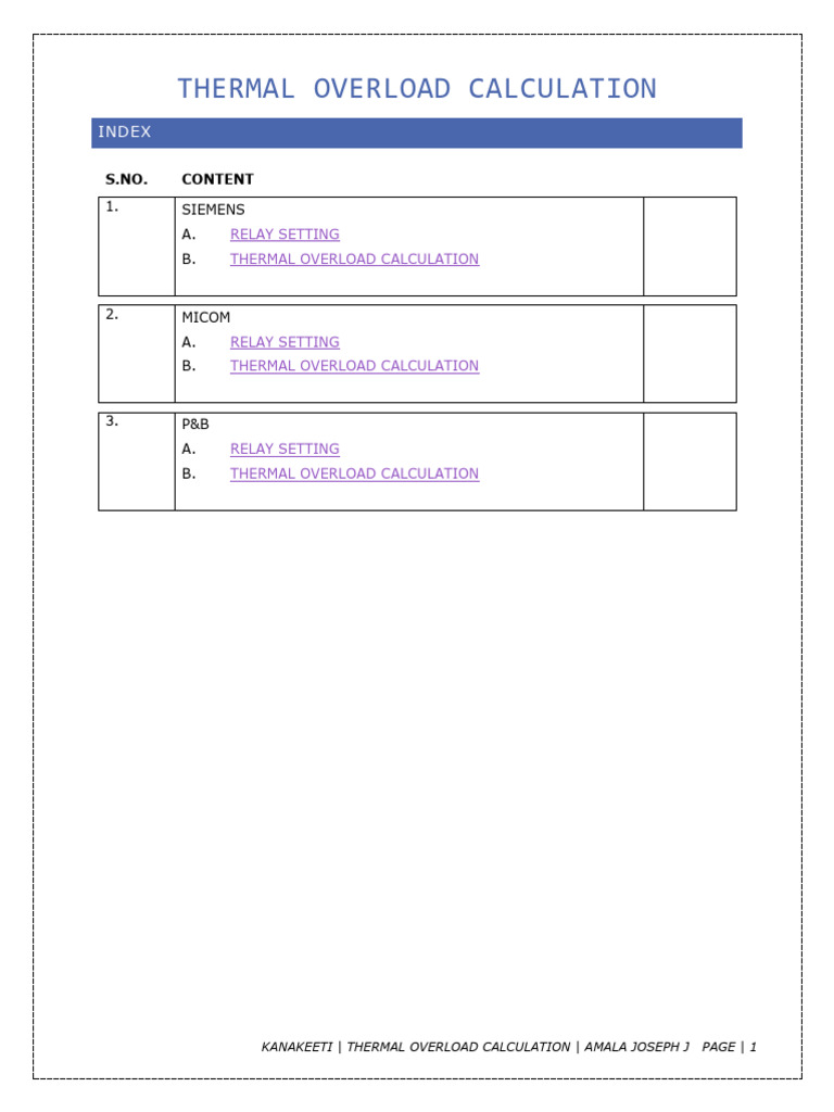 Thermal Overload Calculation of Relays Download Free PDF Relay